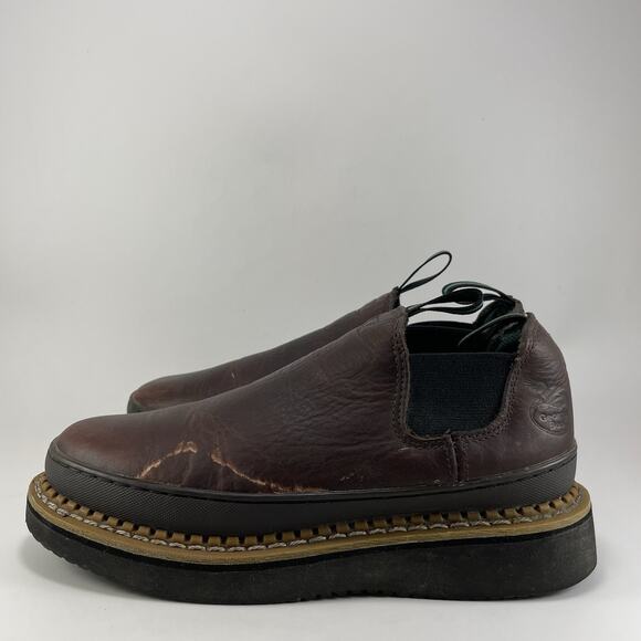 Georgia Boot Low Romeo Mens Size 7.5 Brown Leather Slip On Work Boots, Casual - Picture 3 of 12